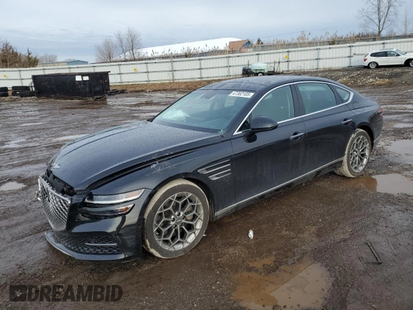 2021 Genesis G80 2.5T z VIN KMTGB4SC8MU078145, wystawiony jako Copart lot #47362105 z przebiegiem 45 642 mil mil oraz Szkoda całkowita • Salvage title. Historia ofert i sprzedaży dostępna na DreamBid. Obrazek 1.