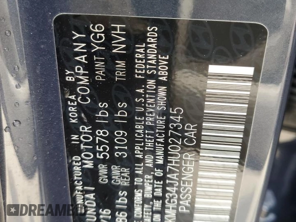 2017 Genesis G90 Premium z VIN KMHG34JA7HU027345, wystawiony jako Copart lot #56495385 z przebiegiem 46 445 mil mil oraz Szkoda całkowita • Salvage title. Historia ofert i sprzedaży dostępna na DreamBid. Obrazek 12.