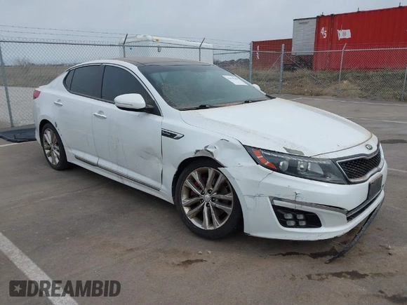 2015 Kia Optima SX Turbo with VIN 5XXGR4A69FG361006, listed as a IAAI auction lot 41870382 with 150,084 mi miles. Bid and sale history available at carsss.com. Image 1.