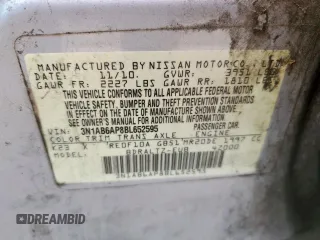 2011 Nissan Sentra S with VIN 3N1AB6AP8BL652595, listed as a Copart auction lot 57413225 with 295,938 mi miles and Salvage title. Bid and sale history available at DreamBid. Image 12.