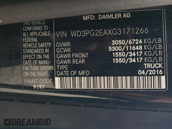 2016 Mercedes-Benz Metris Cargo z VIN WD3PG2EAXG3171266, wystawiony jako Copart lot #43595185 z przebiegiem 101 889 mil mil oraz Szkoda całkowita • Salvage title. Historia ofert i sprzedaży dostępna na DreamBid. Obrazek 15.