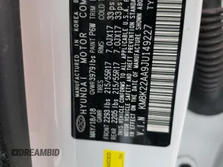 2018 Hyundai Kona SEL with VIN KM8K22AA9JU149227, listed as a Copart auction lot 43161003 with 73,046 mi miles. Bid and sale history available at carsss.com. Image 12.