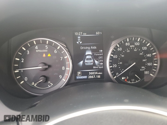 2022 Infiniti Q50 Luxe with VIN JN1EV7BR7NM340678, listed as a Copart auction lot 53838185 with 36,834 mi miles and Salvage title. Bid and sale history available at DreamBid. Image 9.