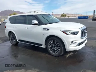 2018 Infiniti QX80 with VIN JN8AZ2NF1J9665199, listed as a IAAI auction lot 40982814 with 100,705 mi miles and . Bid and sale history available at DreamBid. Image 1.