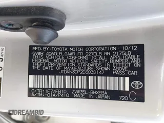 2013 Toyota Prius with VIN JTDKN3DP2D3032147, listed as a IAAI auction lot 41915296 with 207,920 mi miles and . Bid and sale history available at DreamBid. Image 9.