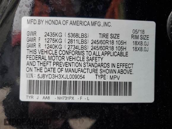 2018 Acura MDX z VIN 5J8YD3H3XJL009054, wystawiony jako Copart lot #44974895 z przebiegiem 64 080 mil mil oraz Szkoda całkowita • Salvage title. Historia ofert i sprzedaży dostępna na DreamBid. Obrazek 15.