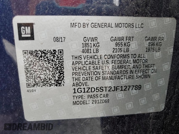 2018 Chevrolet Malibu LT with VIN 1G1ZD5ST2JF127789, listed as a Copart auction lot 46660565 with 98,343 mi miles and Salvage Title. Bid and sale history available at DreamBid. Image 12.