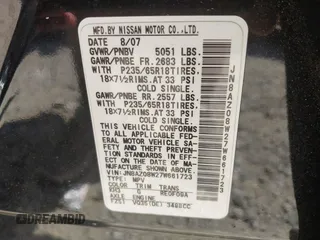 2007 Nissan Murano SL with VIN JN8AZ08W27W661723, listed as a IAAI auction lot 42084445 with 212,815 mi miles and . Bid and sale history available at DreamBid. Image 9.