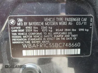 2011 BMW 5 Series 528i with VIN WBAFR1C55BC748660, listed as a Copart auction lot 45289825 with 135,768 mi miles and Salvage Title. Bid and sale history available at carsss.com. Image 12.