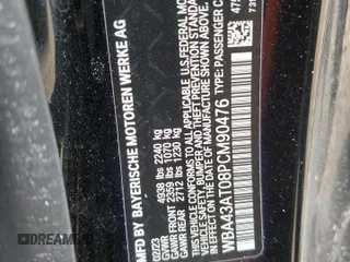 2023 BMW 4 Series 430i xDrive with VIN WBA43AT08PCM90476, listed as a Copart auction lot 50727785 with 11,677 mi miles and Salvage Title. Bid and sale history available at DreamBid. Image 12.