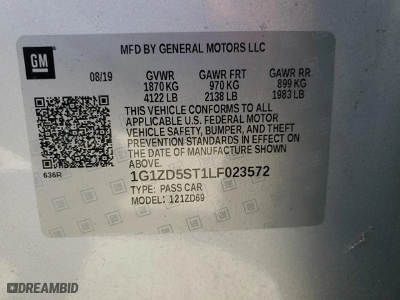 2020 Chevrolet Malibu LT with VIN 1G1ZD5ST1LF023572, listed as a Copart auction lot 52578925 with 78,947 mi miles and Salvage Title. Bid and sale history available at carsss.com. Image 12.
