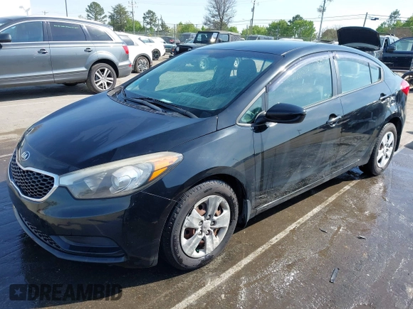 2014 Kia Forte LX with VIN KNAFK4A69E5147424, listed as a IAAI auction lot 41913598 with 117,503 mi miles. Bid and sale history available at carsss.com. Image 17.