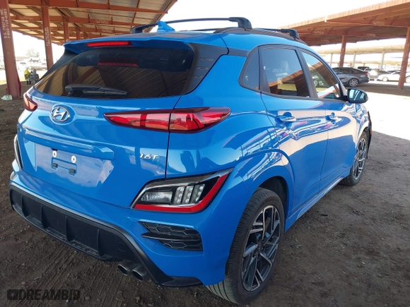 2022 Hyundai Kona N Line with VIN KM8K33A36NU824980, listed as a IAAI auction lot 41814053 with 1 mi miles. Bid and sale history available at carsss.com. Image 4.