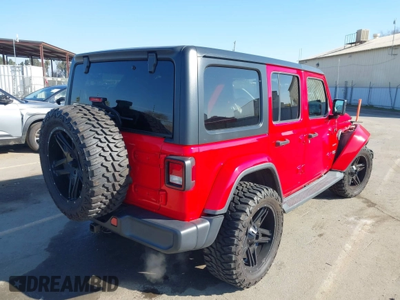 2020 Jeep Wrangler Unlimited Sahara with VIN 1C4HJXEN2LW195663, listed as a IAAI auction lot 41355828 with 81,742 mi miles. Bid and sale history available at carsss.com. Image 4.