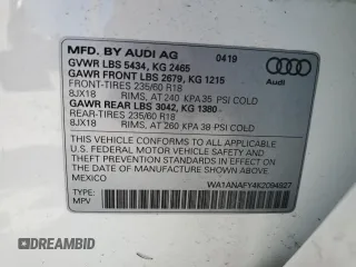 2019 Audi Q5 Premium with VIN WA1ANAFY4K2094927, listed as a Copart auction lot 53795045 with 61,342 mi miles and Non repairable. Bid and sale history available at DreamBid. Image 13.