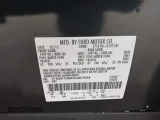 2016 Ford Explorer XLT with VIN 1FM5K7D86GGA07654, listed as a IAAI auction lot 42093797 with 138,097 mi miles. Bid and sale history available at carsss.com. Image 9.