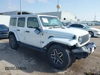 2025 Jeep Wrangler Sahara with VIN 1C4PJXEN9SW517502, listed as a IAAI auction lot 41568926 with 400 mi miles and . Bid and sale history available at DreamBid. Image 1.
