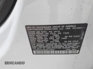 2021 Volkswagen Atlas SE with VIN 1V2WR2CA3MC570349, listed as a IAAI auction lot 42065993 with 83,362 mi miles and . Bid and sale history available at DreamBid. Image 9.