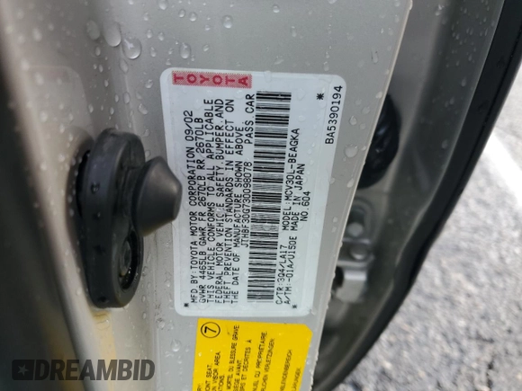 2003 Lexus ES 300 with VIN JTHBF30G730098078, listed as a Copart auction lot 42495675 with 71,147 mi miles and Salvage Title. Bid and sale history available at carsss.com. Image 14.
