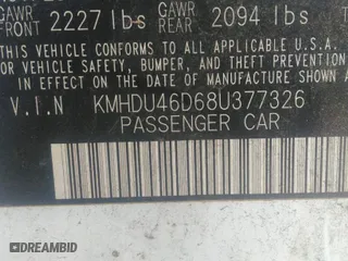 2008 Hyundai Elantra GLS with VIN KMHDU46D68U377326, listed as a IAAI auction lot 38772556 with 177,457 mi miles. Bid and sale history available at carsss.com. Image 9.
