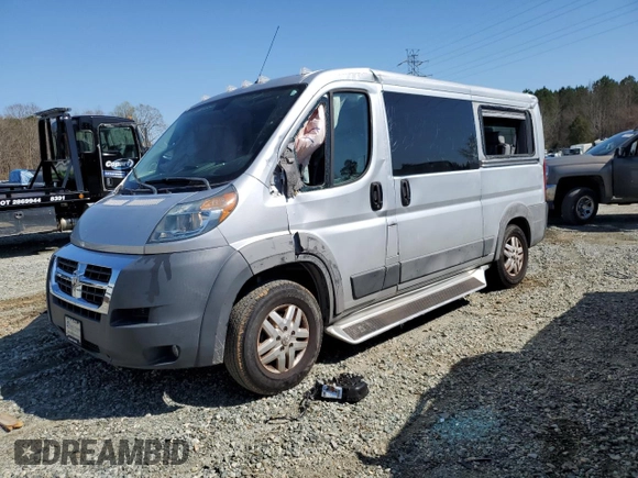 2018 Ram ProMaster Cargo with VIN 3C6TRVAG1JE147424, listed as a Copart auction lot 50696185 with 60,413 mi miles and Salvage Title. Bid and sale history available at DreamBid. Image 1.