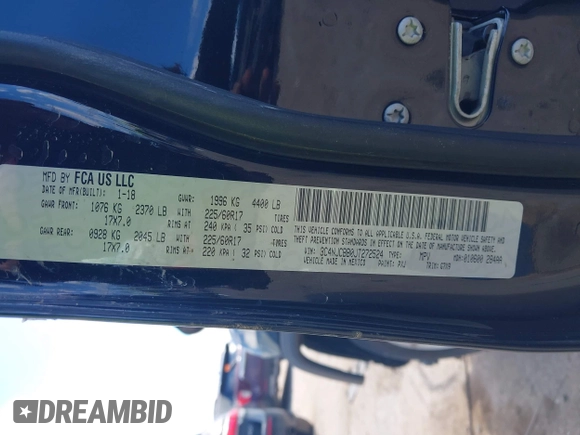 2018 Jeep Compass Altitude z VIN 3C4NJCBB0JT272524, wystawiony jako IAAI lot #42194559 z przebiegiem 125 608 mil mil oraz . Historia ofert i sprzedaży dostępna na DreamBid. Obrazek 9.