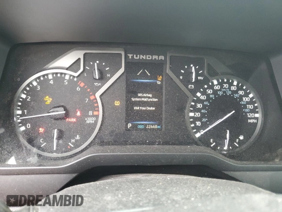 2023 Toyota Tundra SR with VIN 5TFKB5DB2PX079734, listed as a Copart auction lot 41746535 with 22,668 mi miles and Salvage title. Bid and sale history available at DreamBid. Image 9.