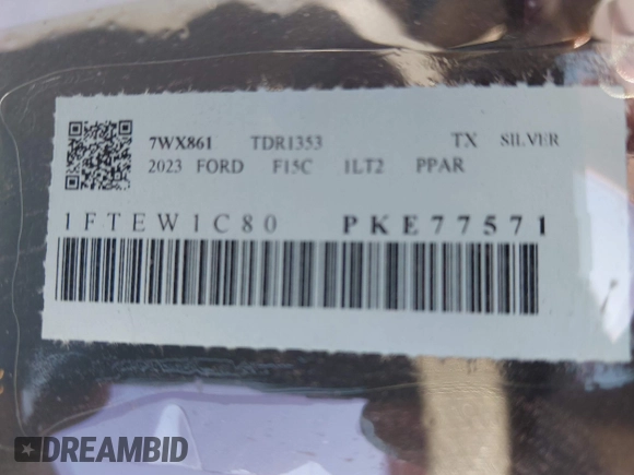 2023 Ford F-150 XL with VIN 1FTEW1C80PKE77571, listed as a IAAI auction lot 41648122 with 49,196 mi miles and . Bid and sale history available at DreamBid. Image 9.