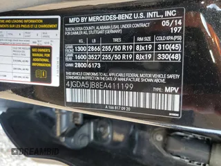 2014 Mercedes-Benz M 350 with VIN 4JGDA5JB8EA411199, listed as a Copart auction lot 55778065 with 112,674 mi miles and Salvage Title. Bid and sale history available at DreamBid. Image 13.