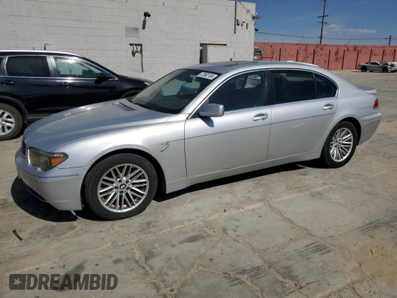 2005 BMW 7 Series 745Li with VIN WBAGN63535DS58696, listed as a Copart auction lot 57582104 with Not Provided miles and Clean Title. Bid and sale history available at DreamBid. Image 1.