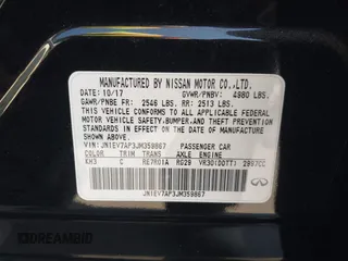2018 Infiniti Q50 Sport with VIN JN1EV7AP3JM359867, listed as a IAAI auction lot 41455142 with 55,897 mi miles and . Bid and sale history available at carsss.com. Image 9.