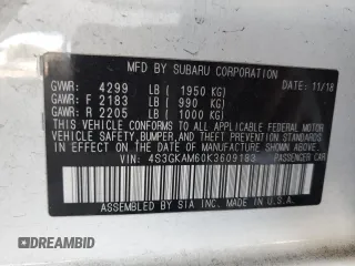 2019 Subaru Impreza Special Sports with VIN 4S3GKAM60K3609183, listed as a Copart auction lot 65470445 with 43,190 mi miles and Salvage title. Bid and sale history available at DreamBid. Image 13.