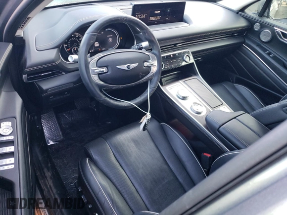 2023 Genesis GV80 with VIN KMUHCESC9PU107157, listed as a Copart auction lot 42592585 with 11,396 mi miles and Salvage title. Bid and sale history available at DreamBid. Image 8.