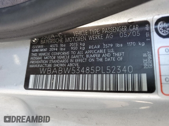2005 BMW 3 Series 330Ci with VIN WBABW53485PL52340, listed as a Copart auction lot 70461414 with 123,269 mi miles and Salvage Title. Bid and sale history available at carsss.com. Image 14.