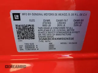 2021 Chevrolet Blazer LT z VIN 3GNKBCR4XMS534316, wystawiony jako Copart lot #57026325 z przebiegiem 37 667 mil mil oraz Nie do naprawy • Non repairable. Historia ofert i sprzedaży dostępna na DreamBid. Obrazek 13.