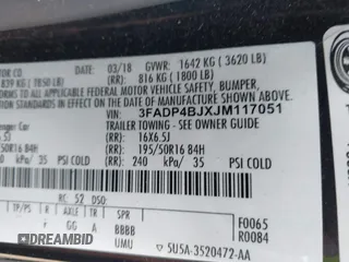 2018 Ford Fiesta SE z VIN 3FADP4BJXJM117051, wystawiony jako IAAI lot #42049956 z przebiegiem 27 367 mil mil oraz . Historia ofert i sprzedaży dostępna na DreamBid. Obrazek 9.