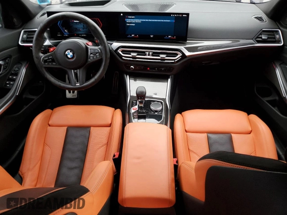 2024 BMW M3 Competition xDrive with VIN WBS43AY0XRFT17144, listed as a Copart auction lot 60822865 with 34,710 mi miles and Salvage title. Bid and sale history available at DreamBid. Image 8.