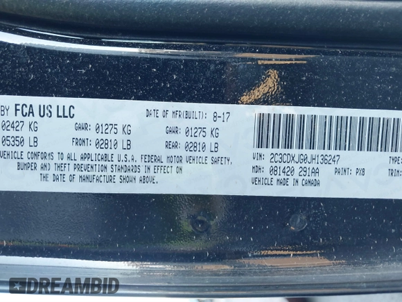 2018 Dodge Charger GT with VIN 2C3CDXJG0JH136247, listed as a IAAI auction lot 40764460 with 53,679 mi miles. Bid and sale history available at carsss.com. Image 9.