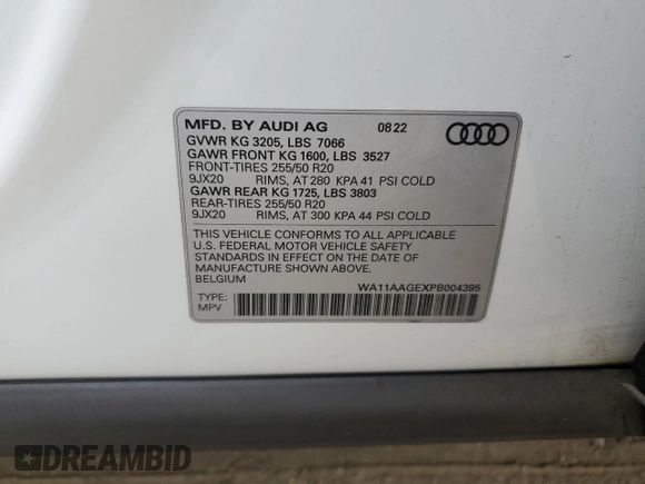 2023 Audi e-tron Sportback S line Premium z VIN WA11AAGEXPB004395, wystawiony jako Copart lot #68947554 z przebiegiem 19 852 mil mil oraz Szkoda całkowita • Salvage title. Historia ofert i sprzedaży dostępna na DreamBid. Obrazek 13.
