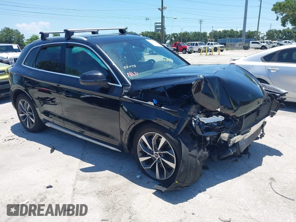 2021 Audi Q5 Premium with VIN WA1AAAFY8M2102459, listed as a IAAI auction lot 42585014 with Not provided miles and . Bid and sale history available at DreamBid. Image 1.