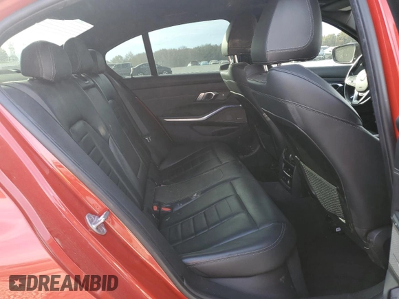 2019 BMW 3 Series 330i xDrive with VIN WBA5R7C51KAJ82278, listed as a Copart auction lot 82415124 with 57,625 mi miles and Salvage Title. Bid and sale history available at carsss.com. Image 10.