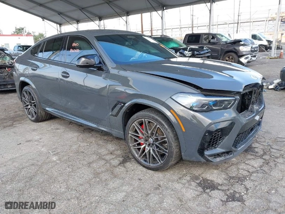 2023 BMW X6 M with VIN 5YMCY0C08P9R68328, listed as a IAAI auction lot 41445219 with 14,369 mi miles. Bid and sale history available at carsss.com. Image 1.