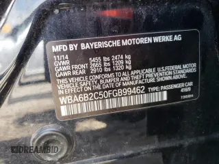 2015 BMW 6 Series 650i z VIN WBA6B2C50FGB99462, wystawiony jako Copart lot #54058515 z przebiegiem 96 662 mil mil oraz Tytuł czysty. Historia ofert i sprzedaży dostępna na DreamBid. Obrazek 12.