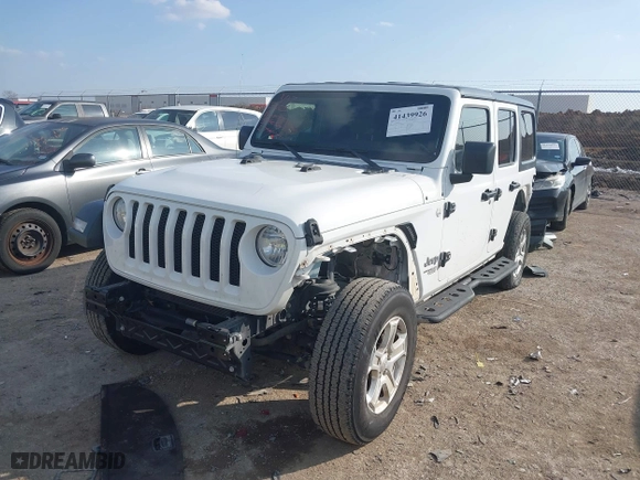2019 Jeep Wrangler Unlimited Sport S with VIN 1C4HJXDG0KW597361, listed as a IAAI auction lot 41439926 with 41,578 mi miles. Bid and sale history available at carsss.com. Image 19.