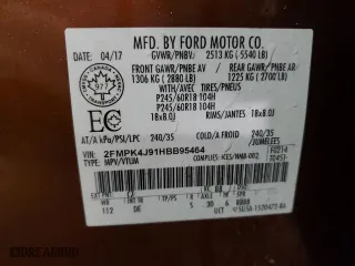 2017 Ford Edge SEL with VIN 2FMPK4J91HBB95464, listed as a Copart auction lot 86765564 with 115,543 mi miles and Clean Title. Bid and sale history available at carsss.com. Image 13.