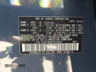 2024 Subaru Outback Limited с VIN 4S4BTAMC6R3263997, выставлен на аукционе IAAI как лот 42138844 с пробегом 713 миль миль и . История ставок и продаж доступна на DreamBid. Изображение 9.
