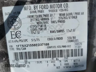 2008 Ford Super Duty F-250 SRW XL with VIN 1FTSX21558ED37188, listed as a Copart auction lot 53233185 with 69,842 mi miles and Salvage Title. Bid and sale history available at carsss.com. Image 12.