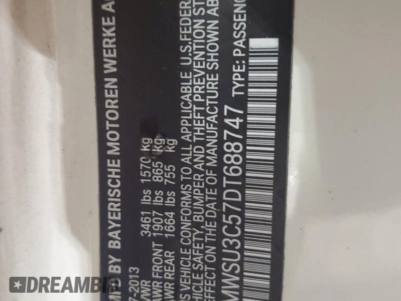 2013 MINI Hardtop z VIN WMWSU3C57DT688747, wystawiony jako Copart lot #56912395 z przebiegiem 110 149 mil mil oraz Szkoda całkowita • Salvage title. Historia ofert i sprzedaży dostępna na DreamBid. Obrazek 12.