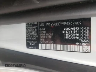 2023 Mercedes-Benz Metris Cargo z VIN W1YV0BEY9P4267409, wystawiony jako Copart lot #51648415 z przebiegiem 10 525 mil mil oraz Szkody całkowita. Historia ofert i sprzedaży dostępna na DreamBid. Obrazek 13.