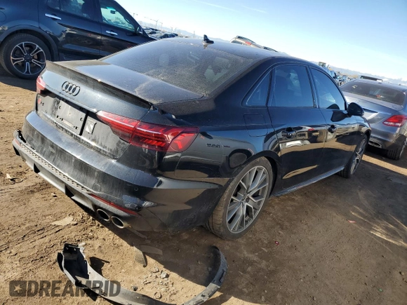 2021 Audi S4 Premium Plus with VIN WAUB4AF40MA049399, listed as a Copart auction lot 80660494 with 33,906 mi miles and Salvage Title. Bid and sale history available at carsss.com. Image 3.